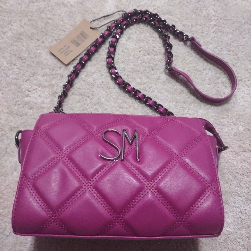 Steve Madden Pink Crossbody Bag with Quilted Texture and Unique Strap